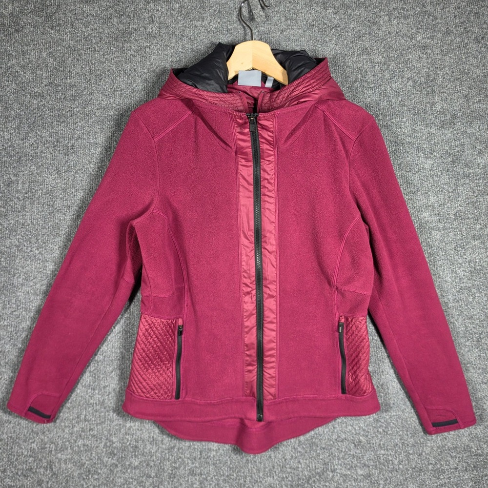 Athleta Jacket Womens Large Power Peak Hooded Fleece Quilted Full Zip